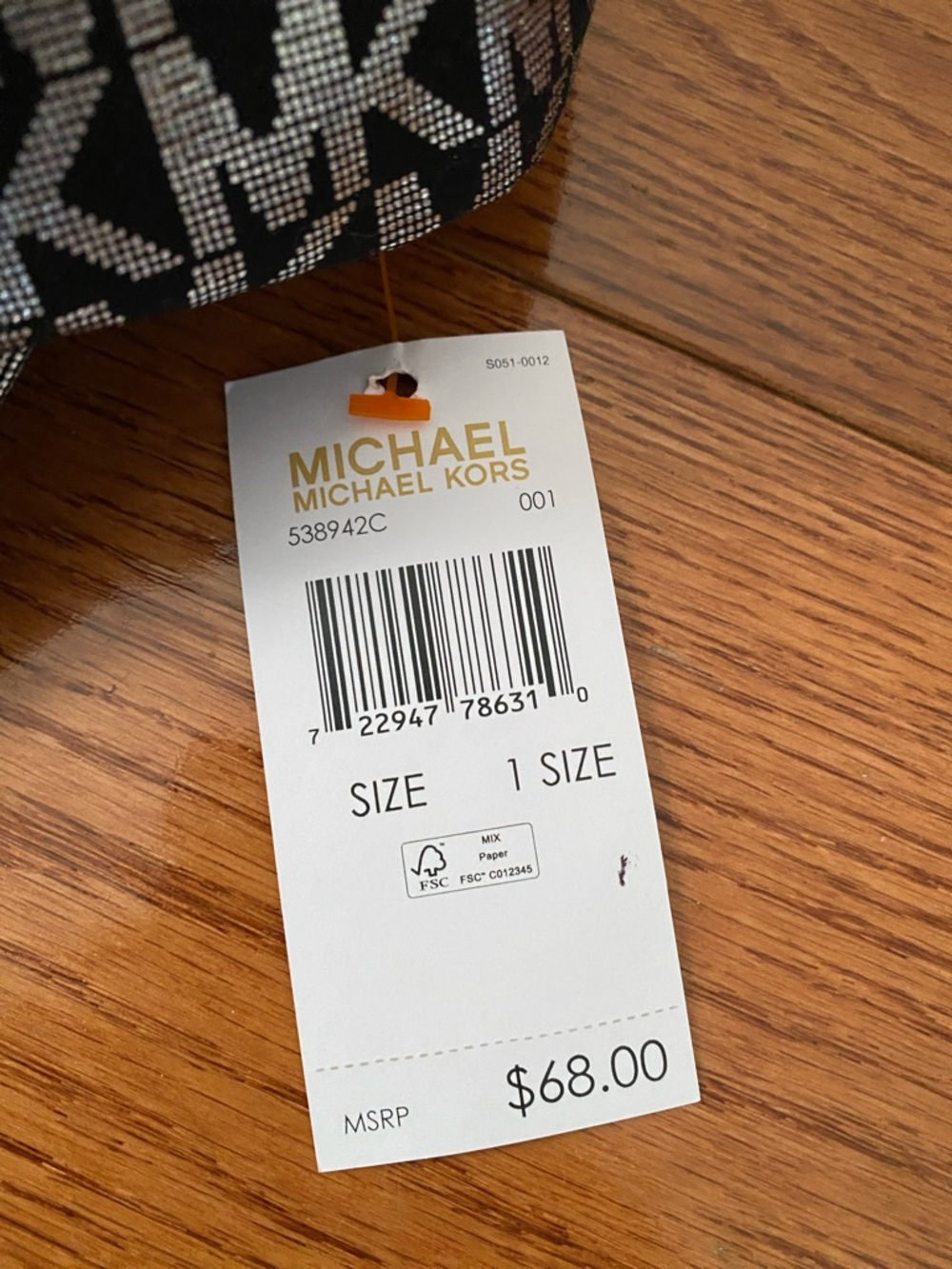 Michael Kors Printed MK Logo Adjustable Hat Black/Silver BRAND NWT - Picture 2 of 4